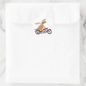 Schattigee Moose Riding Motorcycle Cartoon Ronde Sticker (Tas)