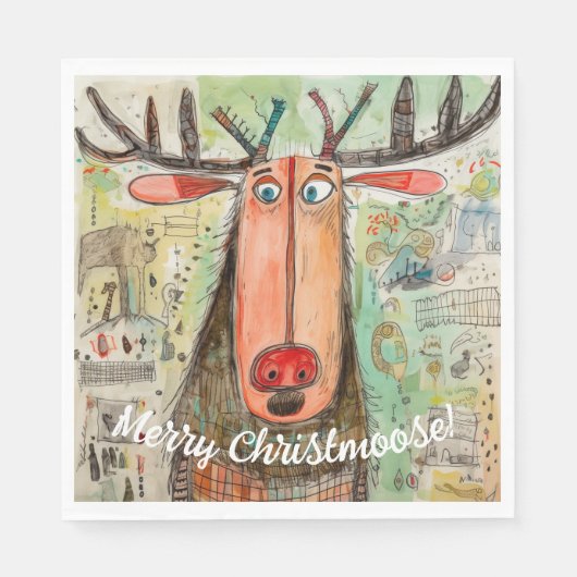 Schattigee Moose Typografie Graphic Christmas Fun  Servet (Voorkant)