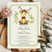 Schattigee Moose Woodland Baby shower Invitation Kaart