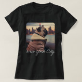 Schattigee mopshond en herfstwind van New York T-shirt (Design voorkant)