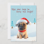 Schattigee Mopshond in Sneeuwkerst Kaart (Voorkant)