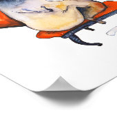 Schattigee Mopshond met Tea Cup op rode fauteuil H Poster (Hoek)