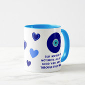 Schattigee Motivatie Goede Vibes Blue Evil Eyes He Mok (Voorkant rechts)