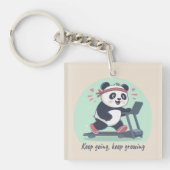 Schattigee Motivatie Panda op loopband Sleutelhanger (voorkant)