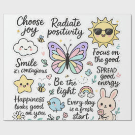 Schattigee Motivatie quotes en vrolijke personages Cadeaupapier