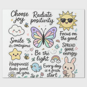 Schattigee Motivatie quotes en vrolijke personages Cadeaupapier