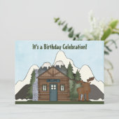 Schattigee Mountain Cabin en Moose verjaardagsuitn Kaart (Staand voorkant)