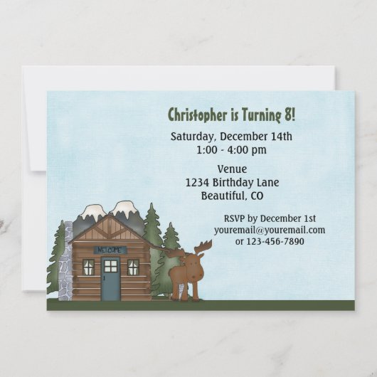 Schattigee Mountain Cabin en Moose verjaardagsuitn Kaart (Achterkant)