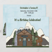 Schattigee Mountain Cabin en Moose verjaardagsuitn Kaart (Voorkant / Achterkant)