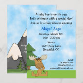 Schattigee Mountain Moose Boys Baby shower Uitnodi Kaart (Voorkant / Achterkant)