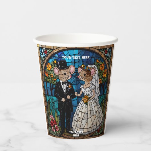 Schattigee Mouse bruiloft paar onderzetters Papieren Bekers (Achterkant)