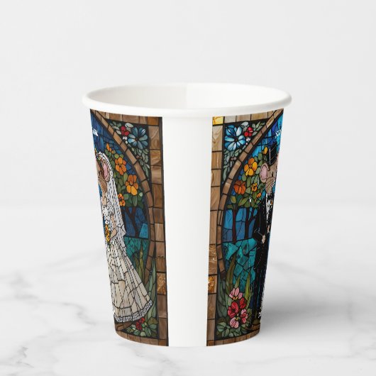 Schattigee Mouse bruiloft paar onderzetters Papieren Bekers (Links)