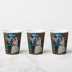 Schattigee Mouse bruiloft paar onderzetters Papieren Bekers