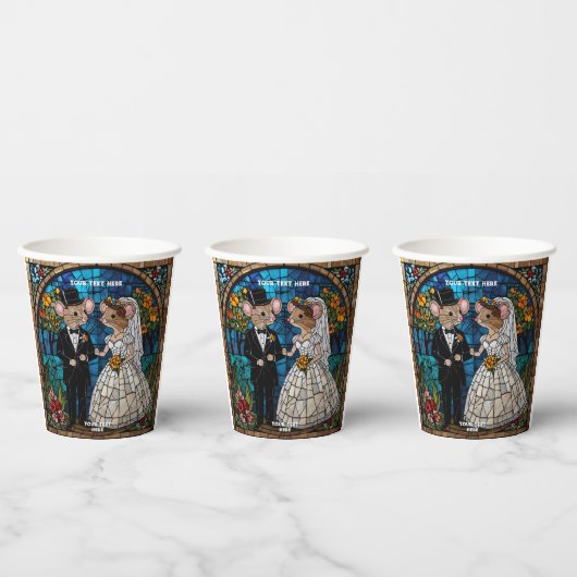 Schattigee Mouse bruiloft paar onderzetters Papieren Bekers (Multi)