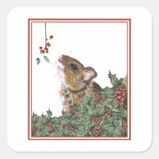 Schattigee Mouse Holly Mistletoe Stickers (Voorkant)