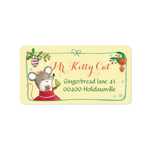 Schattigee Mouse Kerstlabels Etiket (Voorkant)