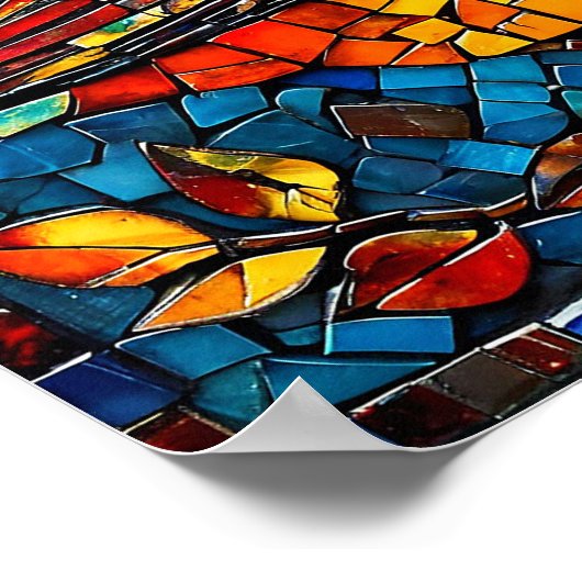 Schattigee mozaïekvogel poster (Hoek)