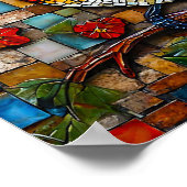 Schattigee mozaïekvogel poster (Hoek)