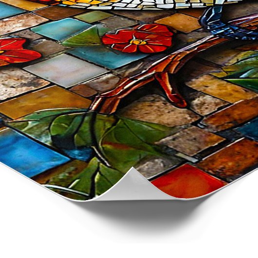 Schattigee mozaïekvogel poster (Hoek)