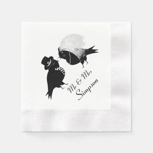 Schattigee Mr en Mr Tortelduifjes bruid en bruideg Servet (Voorkant)