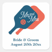 Schattigee Mr en Mrs pickleball trouwstickers Vierkante Sticker (Voorkant)