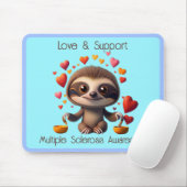 Schattigee MS Baby Sloth omringd door ♥️s Muismat (Met muis)