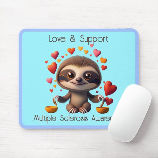 Schattigee MS Baby Sloth omringd door ♥️s Muismat (Met muis)