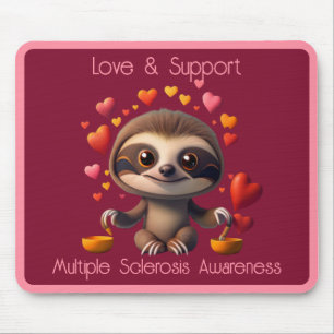 Schattigee MS Baby Sloth omringd door ♥️s Muismat