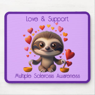 Schattigee MS Baby Sloth omringd door ♥️s Muismat