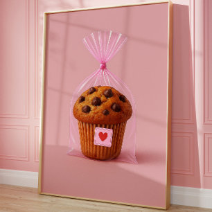 Schattigee Muffin Art Print, Gezellige Keuken Bakk Poster