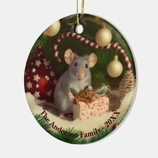 Schattigee Muis aangepaste tekst Metalen Ornament (Links)