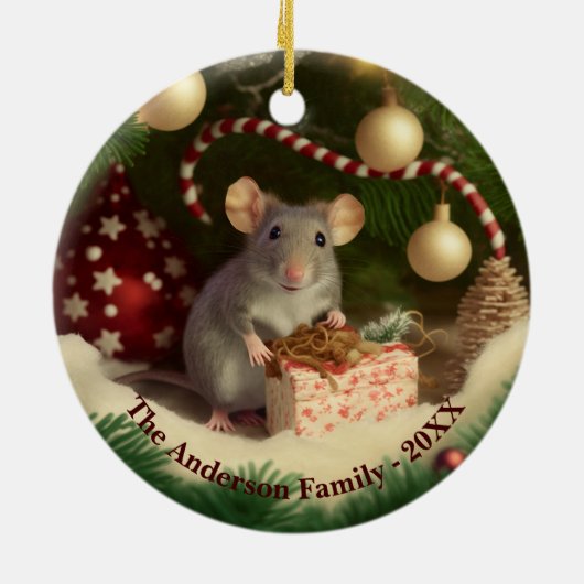 Schattigee Muis aangepaste tekst Metalen Ornament (Achterkant)