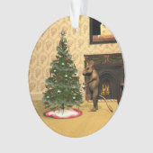 Schattigee muis die een kerstboom versiert ornament (voorkant)