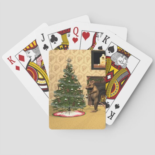 Schattigee muis die een kerstboom versiert pokerkaarten (Achterkant)