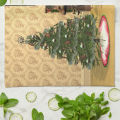 Schattigee muis die een kerstboom versiert theedoek (Gevouwen)