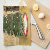 Schattigee muis die een kerstboom versiert theedoek (Quarter Fold)