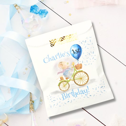 Schattigee Muis Dieren Fietsjongen 1e Verjaardagsf Bedankzakje