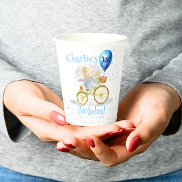 Schattigee Muis Dieren Fietsjongen 1e Verjaardagsf Papieren Bekers