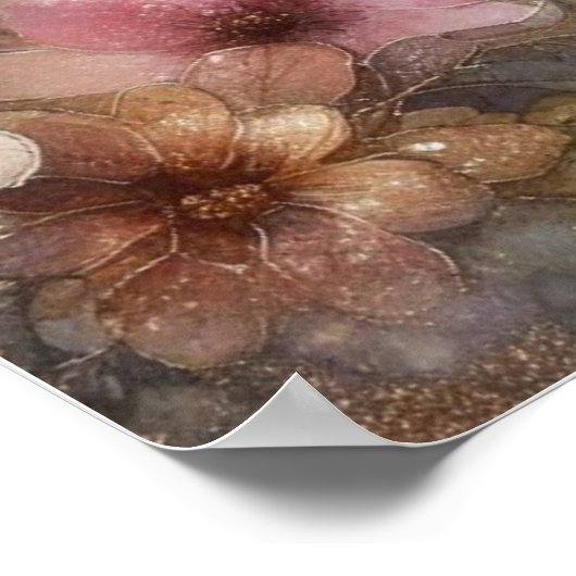 Schattigee Muis Dragen Bloemen Waterverf Glitter Poster (Hoek)