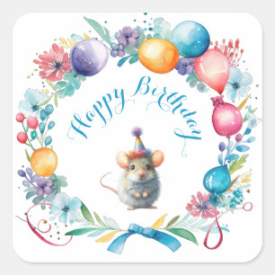 Schattigee Muis Dragen van een Party Pet Sticker