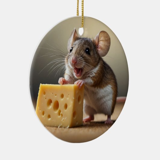 Schattigee Muis en Kaas Keramisch Ornament (Rechts)