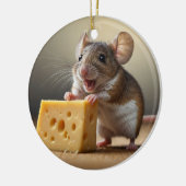 Schattigee Muis en Kaas Keramisch Ornament (Links)