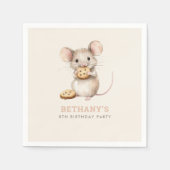 Schattigee muis en koekjes 5e verjaardagsfeest servet (Voorkant)