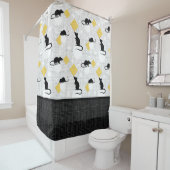 Schattigee Muis en Zwitserse Kaasbellen Zwart Wit Douchegordijn (In situ)