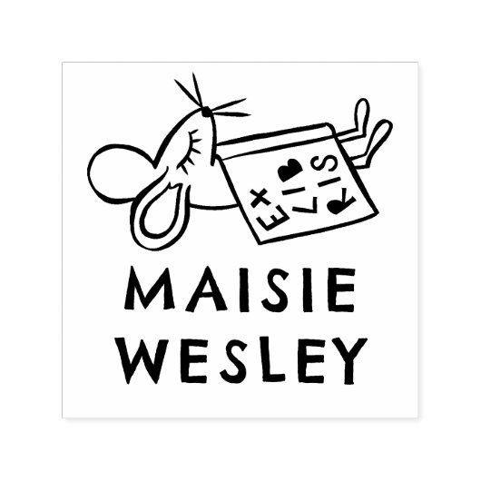 Schattigee Muis Hand getrokken Gepersonaliseerde N Zelfinktende Stempel (Design)