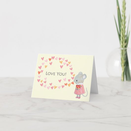 Schattigee Muis Ik hou van je Valentijnsdag Jubile Kaart (Voorkant)