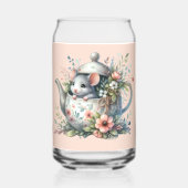 Schattigee muis in bloementheepot illustratie blikvorm glas (Voorkant)