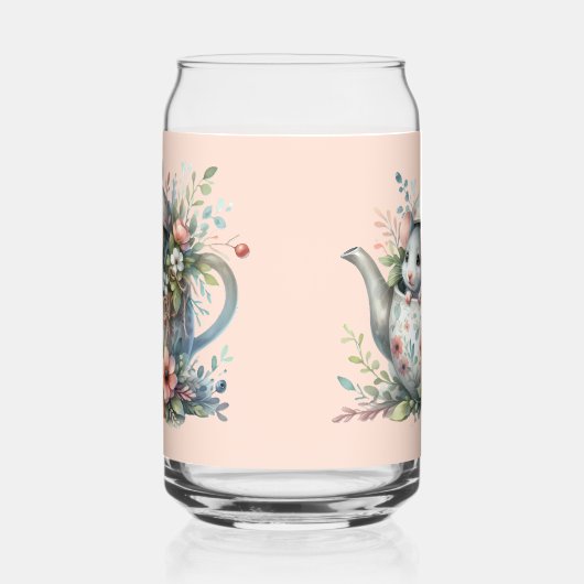 Schattigee muis in bloementheepot illustratie blikvorm glas (Rechts)