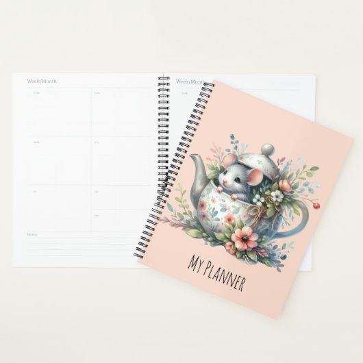 Schattigee muis in bloementheepot illustratie planner (Display)
