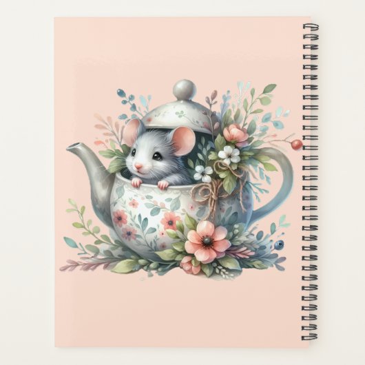 Schattigee muis in bloementheepot illustratie planner (Achterkant)